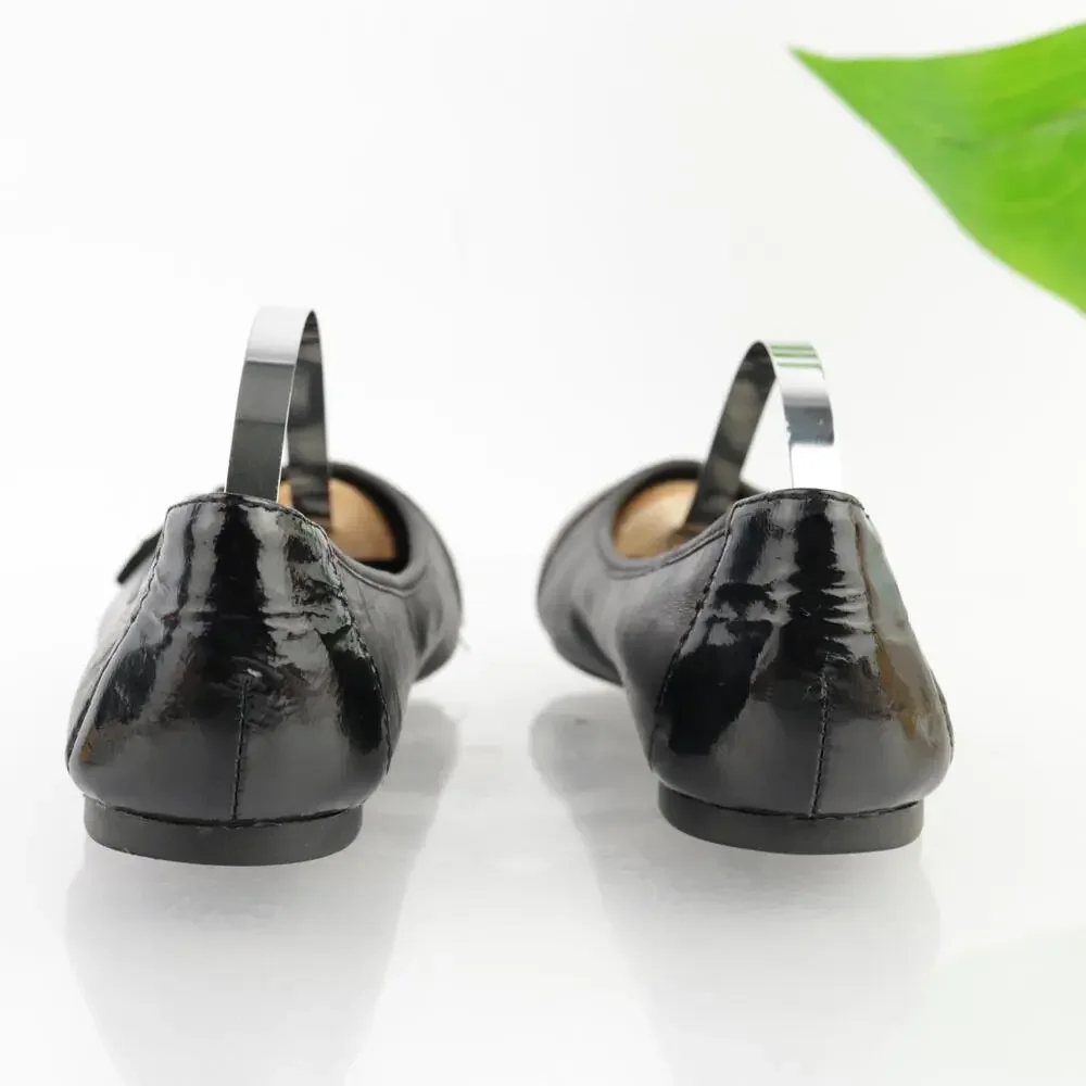 Born Womens Masia Ballet Flats Size 7 Black Leather Patent Cap Toe Slip On Shoes